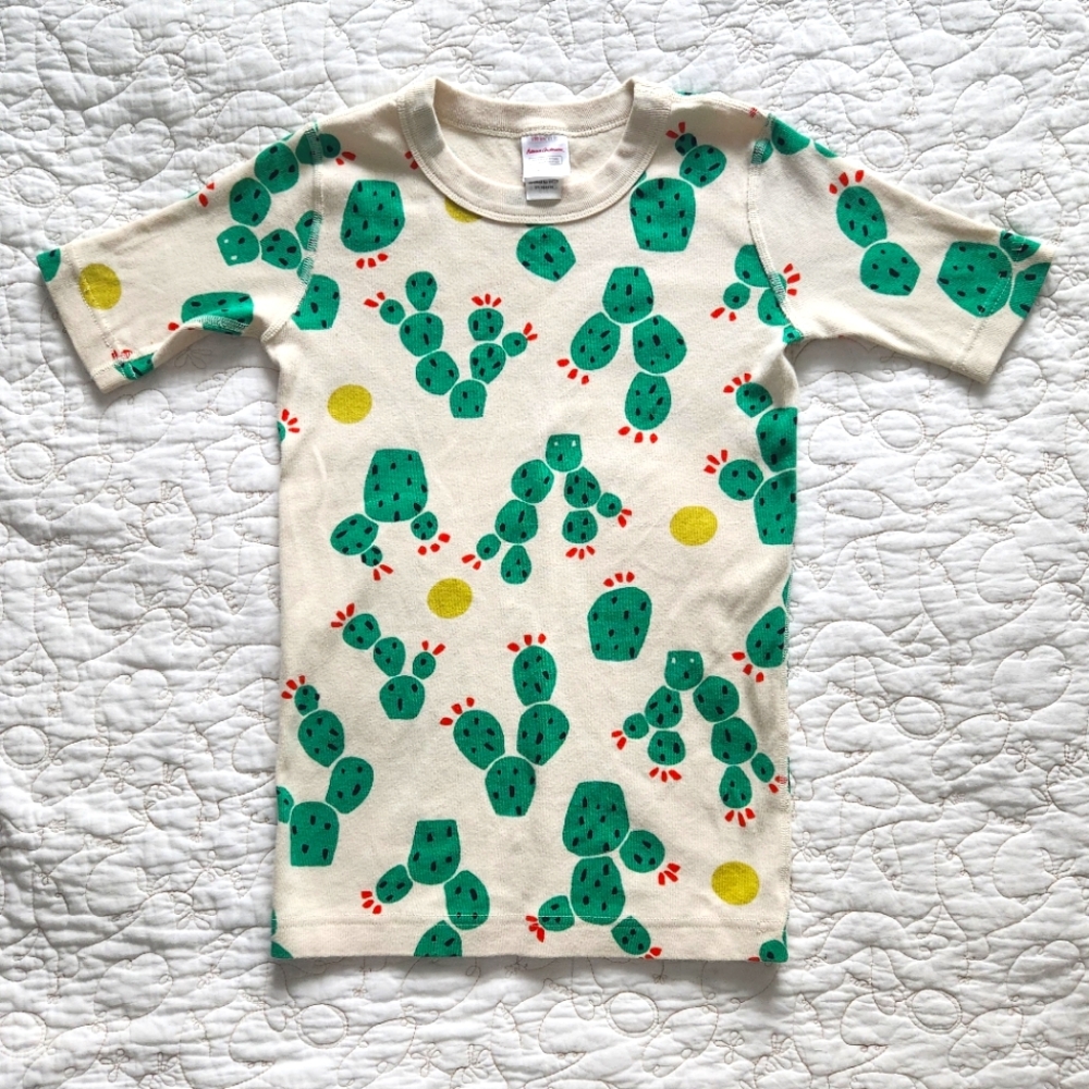 Hanna Anderson Shirt Kid Size 12 Cactus Print Organic Cotton Pajama Top PJ Tee